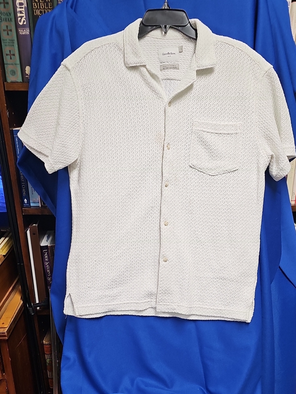 Goodfellow & Co Men's Short-Sleeve Knit Button-Down Shirt White Large
